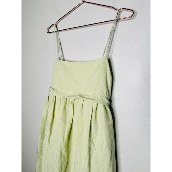 VINCE Sweet Grass Green Bow Pleated Back Maxi Dress Size Large - Picture 13 of 13